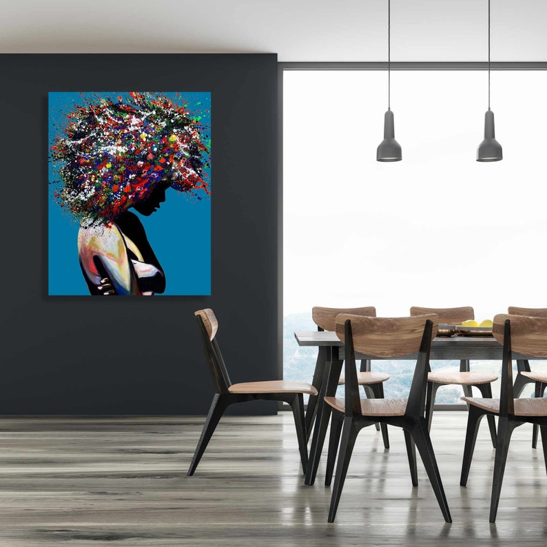 Pop Art Print, Black Woman Art ,African American art, Modern Wall Decor, Living Room Canvas Wall Art,Print Artwork, Afro Art. image 3