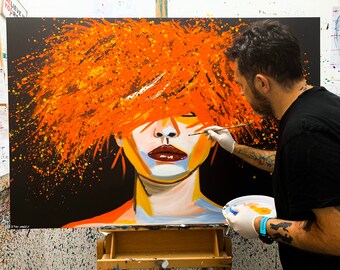 Pop Art Canvas, Woman Portrait, Print on Canvas, Woman Wall Art, Large Wall Art, Colorful Wall Art, Large Artwork Modern, Print Art, Israeli