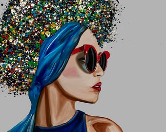 Red glasses- Ready to Hang Canvas Print| Pop Art | Abstract Print | Painting Print | Abstract | Wall Print | ITAY MAGEN