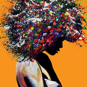 Pop Art Black art| Afro woman| Bohemian wall decor| Modern home decor| Art Deco| African American art| Black woman art| Ready to Hang