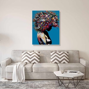 Pop Art Print, Black Woman Art ,African American art, Modern Wall Decor, Living Room Canvas Wall Art,Print Artwork, Afro Art. image 8