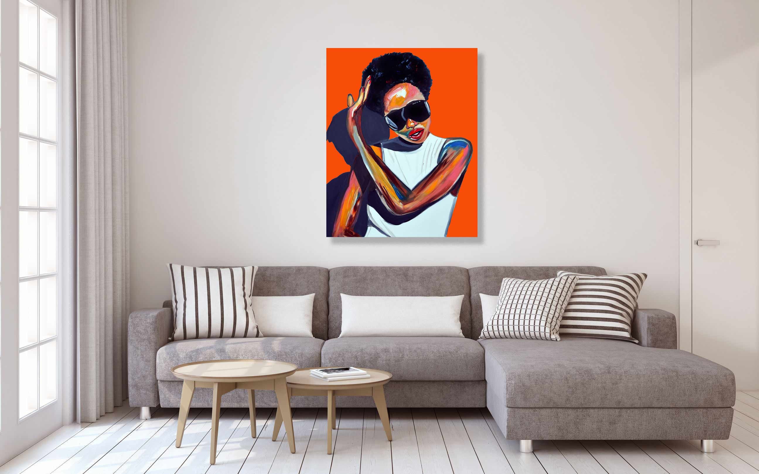 Art, American Black Wall Art, , Afro Art Afro Print Orange Canvas, Art on Decor Etsy Art, African - Art, ROLLED Woman, Modern Cool