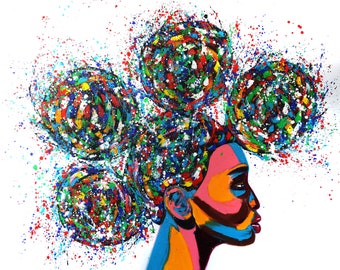 Afro Woman| Print On Canvas| Pop Art | Abstract Painting | Abstract Print | Painting Print | Abstract | Wall Print |Itay Magen