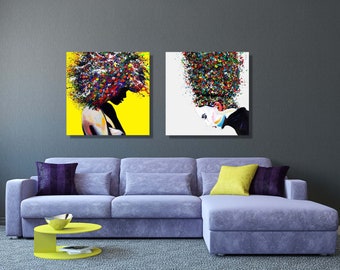 Couples- Print on ROLLED canvas | Set of 2 Prints | Pop Art | wall art print