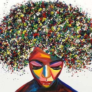 Black Pop Art Canvas, Abstract Black Woman Art, Black Pop Culture Art, African Woman Wall Art, Black Woman Wall Art, Black Brush Stroke Art