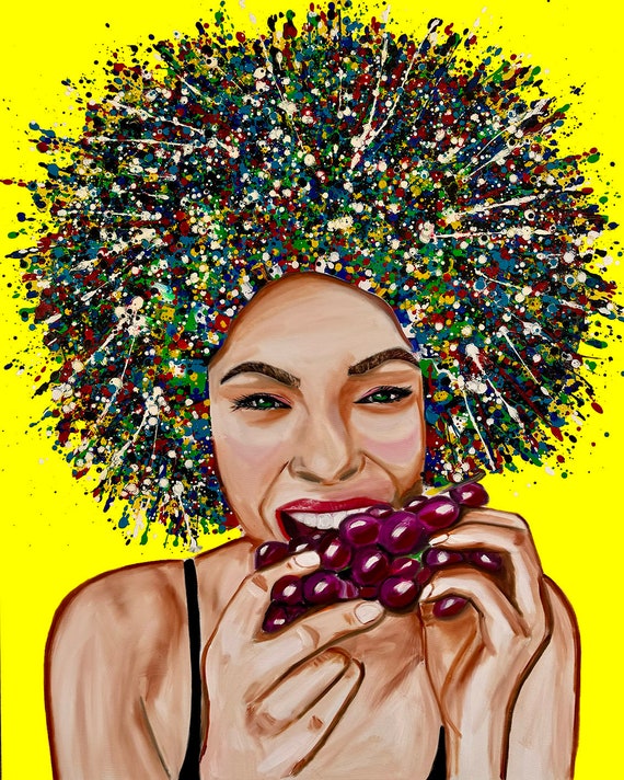 ブドウのポップアートキャンバスプリント：Itay Magenによるカラフルな