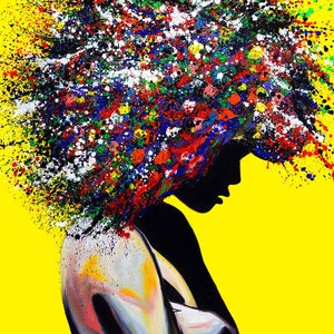 African American Art, Afro Woman| Pop Art |Large Wall Art| Painting Print| living room wall art, Modern wall art