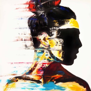 Abstracte pop-art vrouw canvasafdruk door Itay Magen