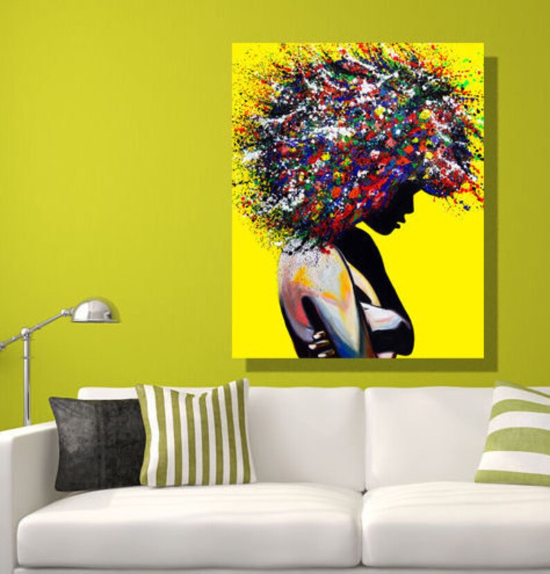 Black Art Canvas Black Woman Wall Decor Pop Art Canvas Afro Etsy
