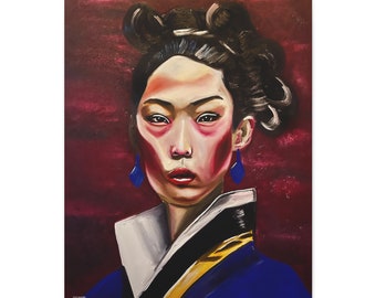 Japanese woman painting| Japanese geisha | Kimon |Portrait of beautiful woman | canvas print, modern home decor| Painting | Wall Print |