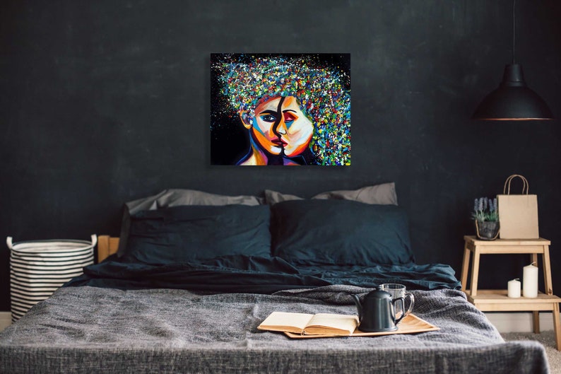 Couple Portrait Print on Canvas Bedroom Wall Art Couple Art Etsy Israel