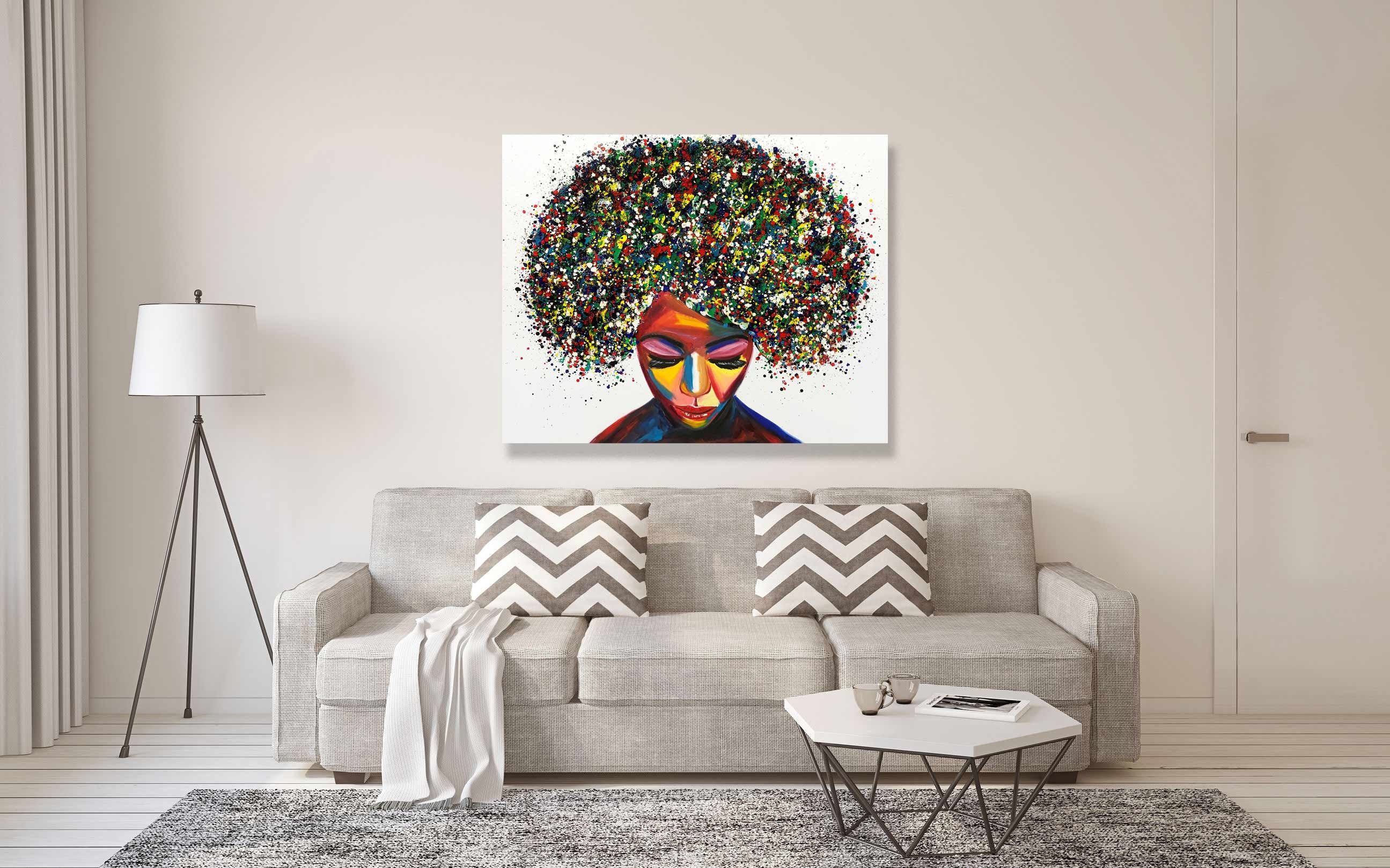 Afro Woman Portrait Canvas print Living Room Wall Art Black | Etsy