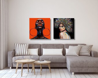 Couples- Print on ROLLED canvas | Set of 2 Prints | Pop Art | wall art print