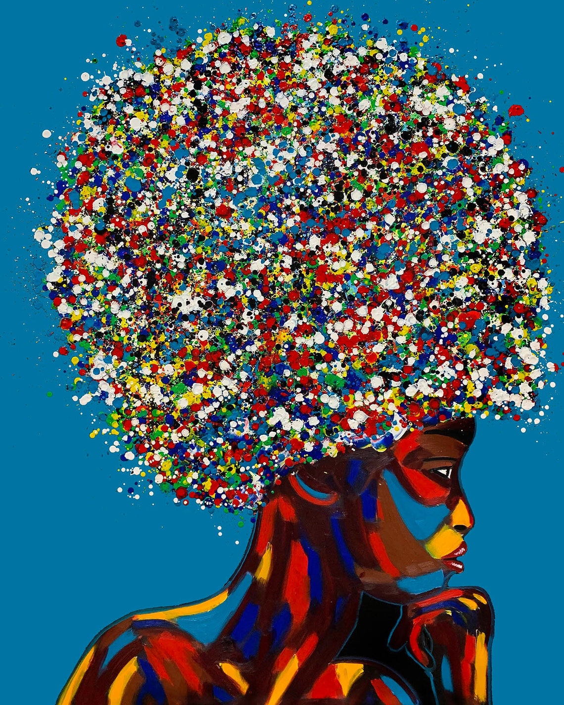 Pop Art Afro woman Black art Bohemian wall decor Gallery | Etsy
