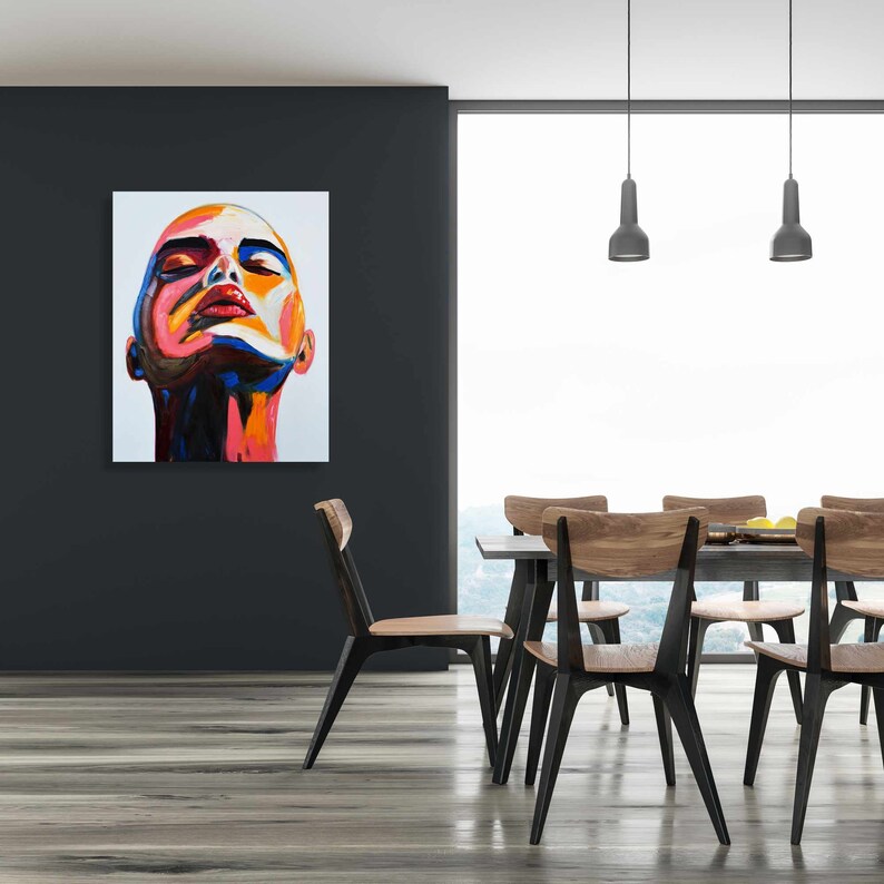 Modern Art Ready to Hang Pop Art Wall Art Decor Living Etsy