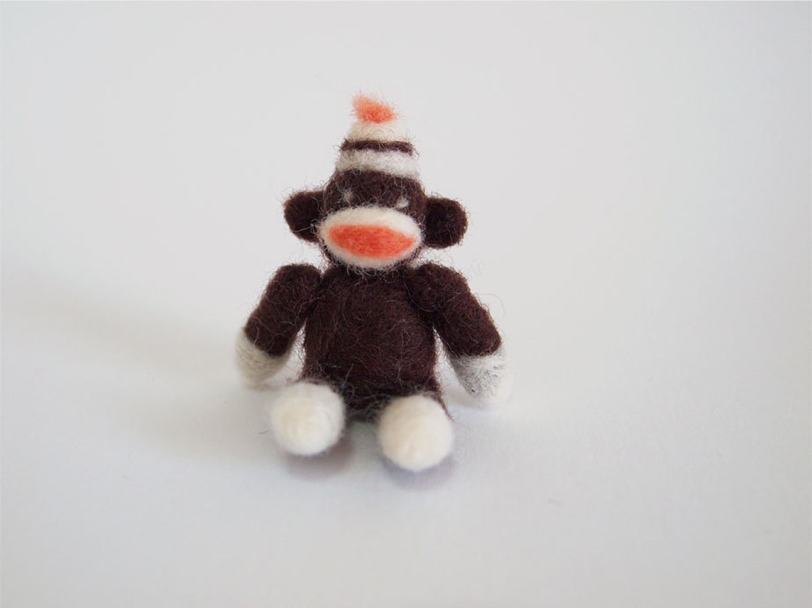 Needle Felted Monkey Needle Felted Sock Monkey Felted Etsy