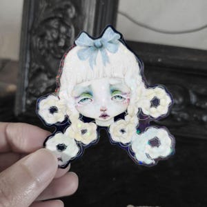 Sticker, poupée enneigée, thème hiver