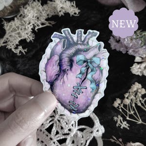 Sticker Coeur de poupée, dentelle, ruban, Vinyl holographique étoiles brillantes