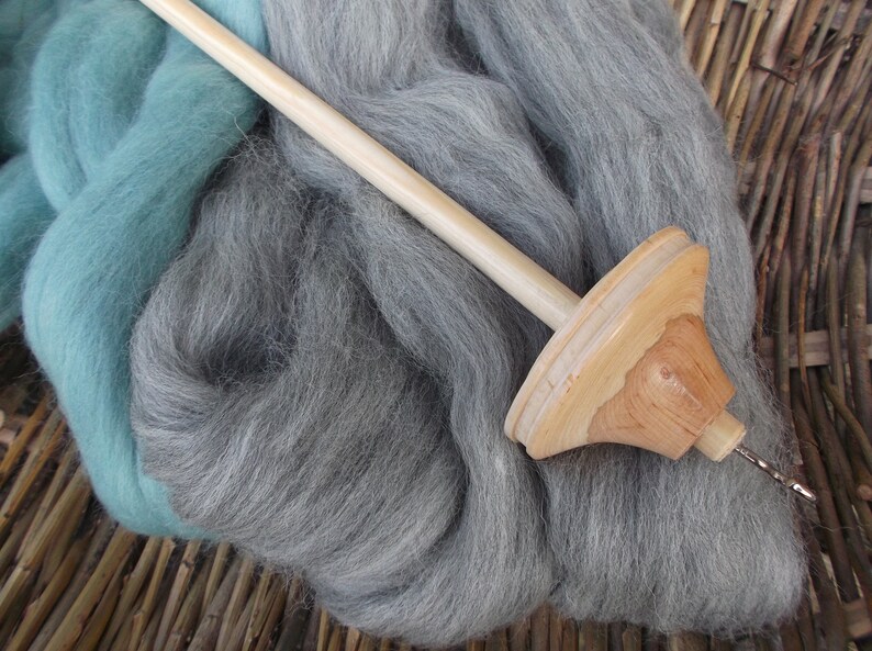 40 gram Uniquely Marked Ash Wood Drop Spindle with 2 Colour Kit NEW STYLE