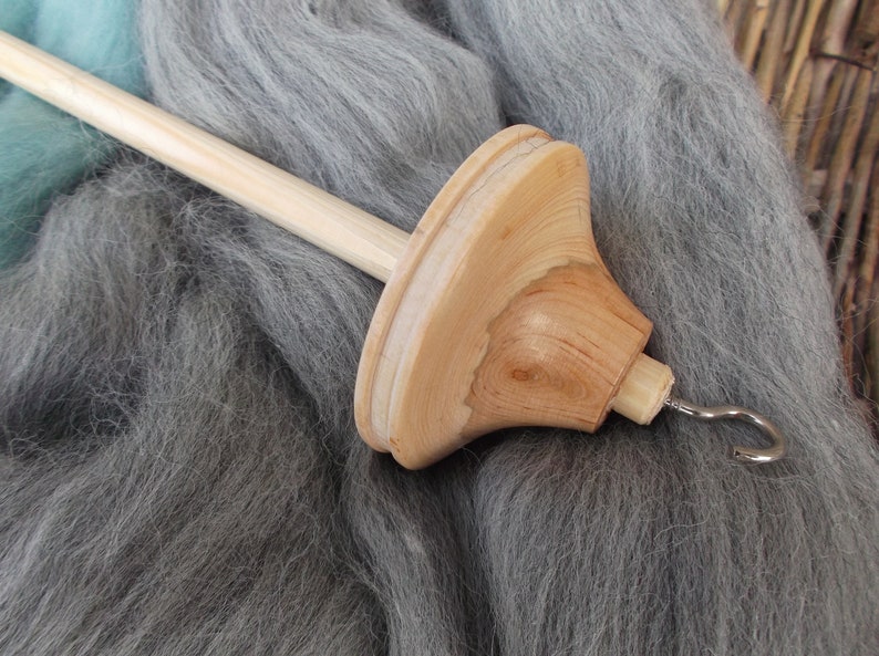 40 gram Uniquely Marked Ash Wood Drop Spindle with 2 Colour Kit NEW STYLE
