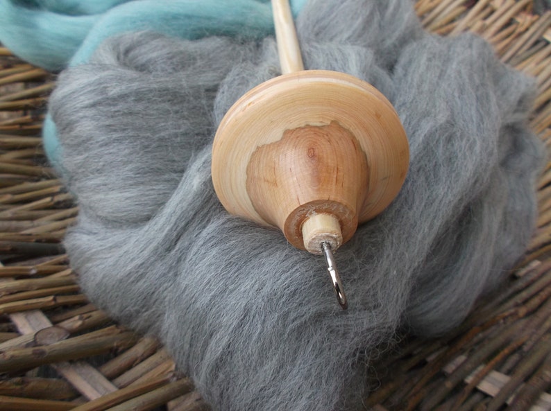 40 gram Uniquely Marked Ash Wood Drop Spindle with 2 Colour Kit NEW STYLE