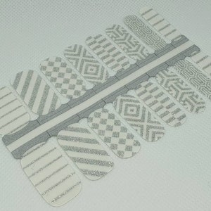 Aztec Pattern Nail Wrap, Silver Glitter Nail Sticker, Translucemt Nail Strip, Party Nail Design, Nail Art, Wedding Nail Decal, Nail Polish