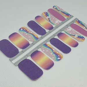 Unicorn Rainbow Nail Wraps – Purple and Pastel Gradient Nail Stickers | Fantasy Sparkle Nails for Kids and Adults