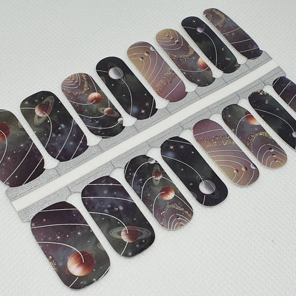 Planets Nail Wrap, Space Nail Sticker, Galaxy Nail Strip, Cosmic Nail Design, Solar System Nail Art, Fun Nail Decal, Nail Polish