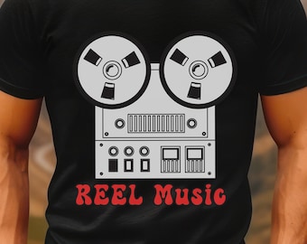REEL Music T-Shirt, Vintage Music T-Shirt, Reel to Reel Tape Player