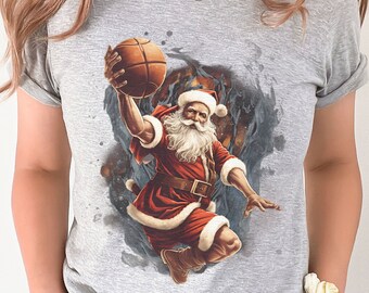 Santa Christmas Shirt, Basketball Baller Shirt