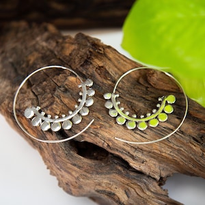 Boucle d&#39;oreille en argent sterling massif 925, faite main,