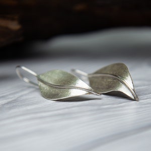 Leave Earring High Quality Solid Sterling Silver 950 Boho Silver Earring, Gift Earring, Solid Silver image 2