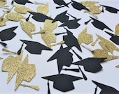 Graduation Decor -Graduation Party - Graduation Caps - Black and Gold Graduation - Graduation Confetti - Graduation.