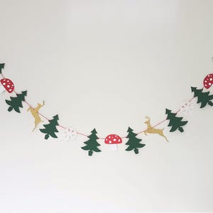 Christmas Garland, Woodland Garland, Christmas Decoration, Christmas Bunting, Woodland Bunting, Festive Garland, Toadstool Banner, Snowflake