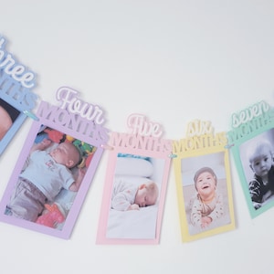 Baby Milestone Banner - Rainbow Pastel Milestone Banner - First Birthday Photo Banner   Baby Photo Bunting - Newborn To Twelve Months Banner