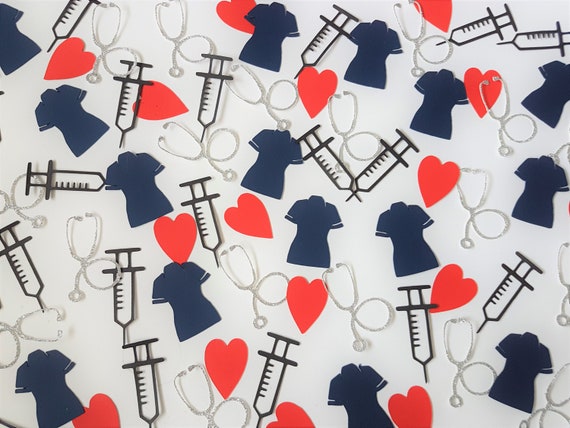 Nurse Party Medical Table Confetti Heart Syringe Stethoscope Etsy