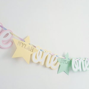 Personalised Age One Bunting - Rainbow 1st Birthday - Pastel Birthday Banner 1st Birthday - 1st Birthday Party Decor - First Birthday Banner