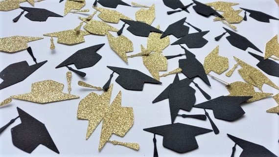 Graduation Decor -Graduation Party - Graduation Caps - Black and Gold…