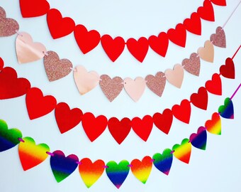 Made in UK Valentine Heart Printed Bunting Party Love Wedding 5 Mtrs