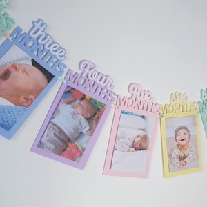 Baby Milestone Banner - Rainbow Pastel Milestone Banner - First Birthday Photo Banner   Baby Photo Bunting - Newborn To Twelve Months Banner