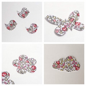 50 o 100 coriandoli rosa Liberty Eloise per decorazione da tavola, uccellino, farfalla, fiore, nuvola per battesimo, comunione, matrimonio fatti a mano