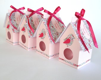 Vogelkooi bedankdoosje / roze en vrijheidsnestje Eloïse roze doopsel, bruiloft, handgemaakte communie
