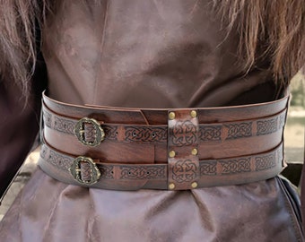 Viking riem, ridder lederen riem, middeleeuwse leren riem, LARP kostuum, cosplay accessoires, fantasie kleding, krijger, celt, viking