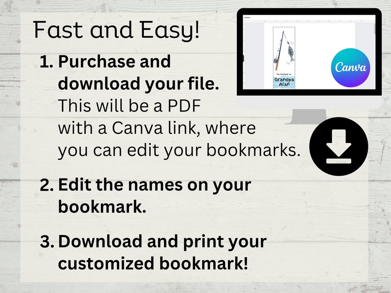 Printable Bookmark for Grandpa, Personalized Fishing Gift, DIY Craft ...