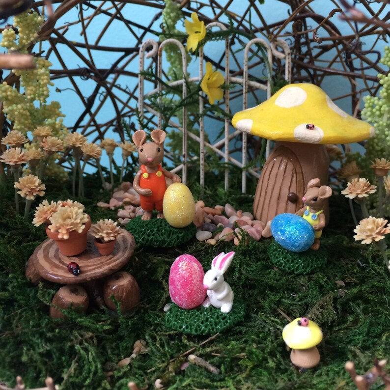 Miniature Woodland Easter Bunny with Pink Easter Egg Etsy