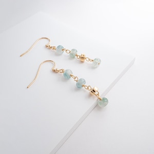 Gold Jade Earring Natural Jadeite Rondelle Long Drop Earring for her gift for friend Real Jadeite Bead Chain Earring for Wedding gift 14k