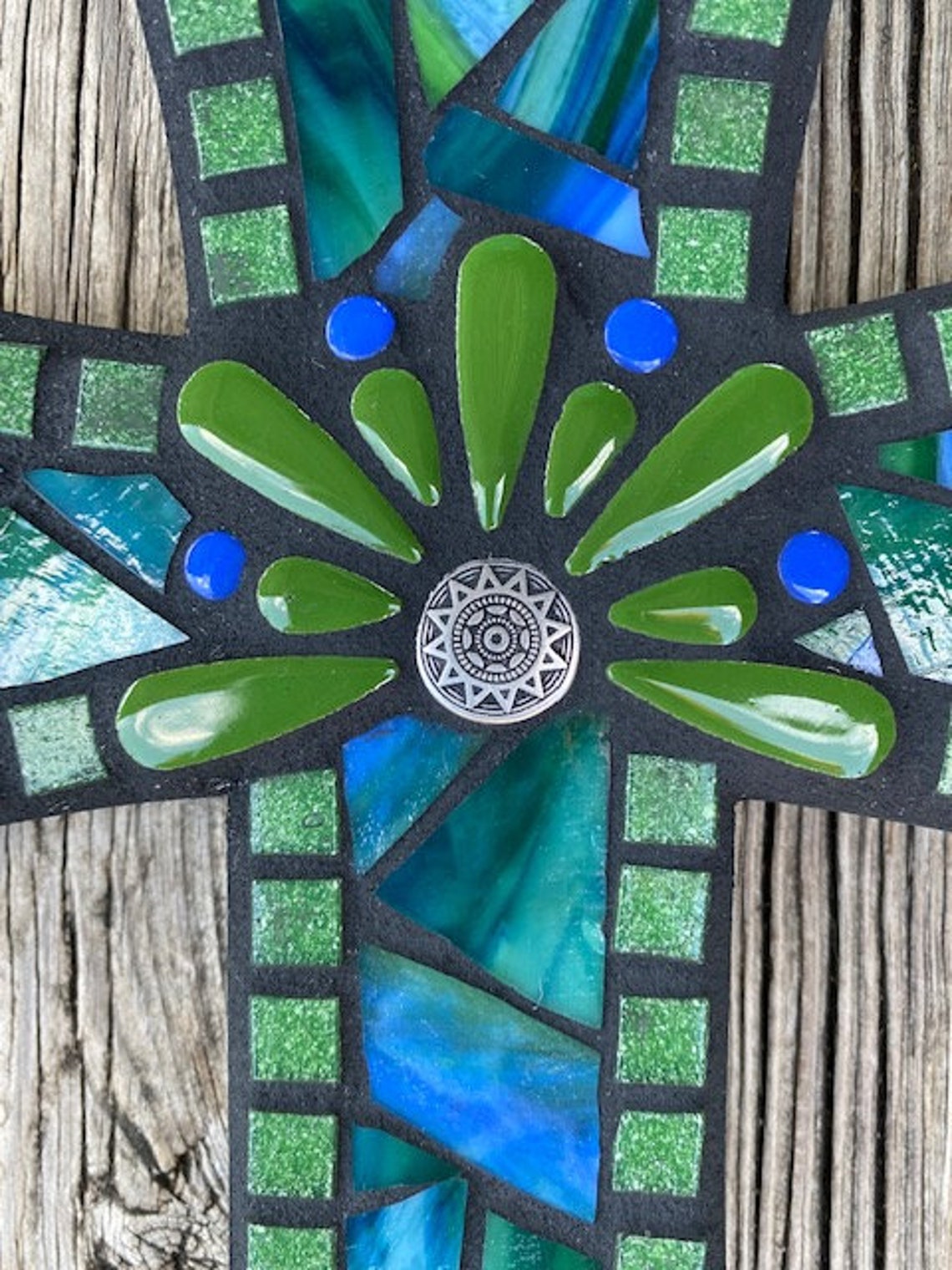 Stained Glass Cross Mosaic Wall Cross Mixed Media Cross Etsy