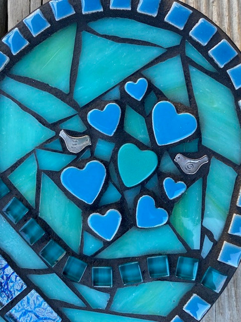 Mosaic Heart Wall Hanging Heart Stained Glass Heart Mixed Etsy