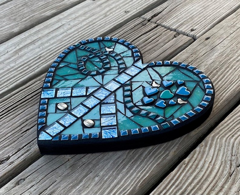 Mosaic Heart Wall Hanging Heart Stained Glass Heart Mixed Etsy
