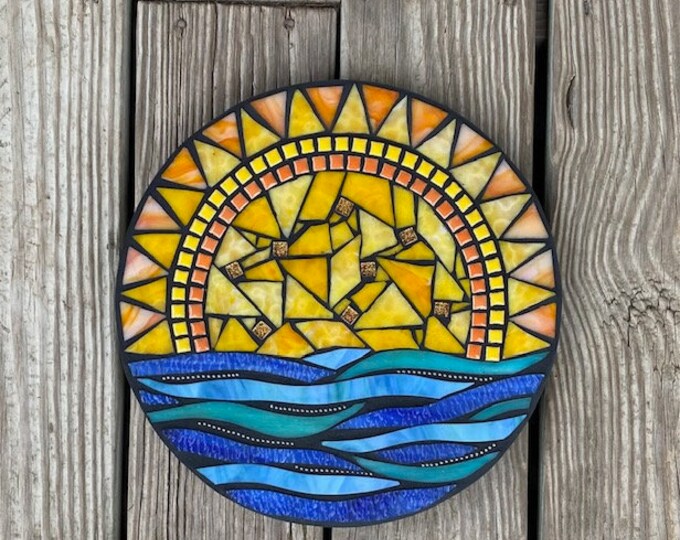 Stained Glass Mosaic, Mosaic Wall Hanging, Mosaic Mandala, Sun Over